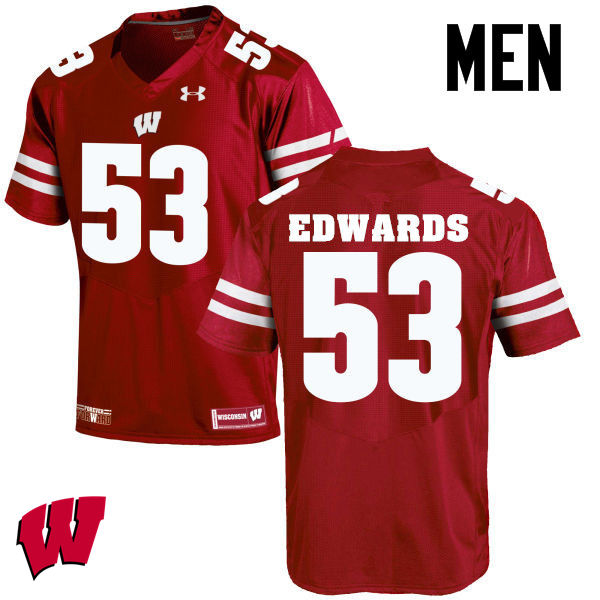 Wisconsin Badgers Men's #53 T.J. Edwards NCAA Under Armour Authentic Red College Stitched Football Jersey XL40Q31RU